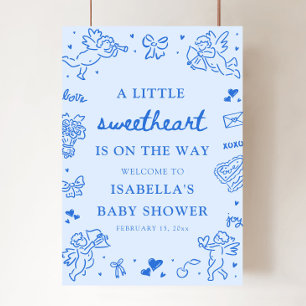 Póster Cute Hand Drawn Valentine Bienvenida para Baby Sho