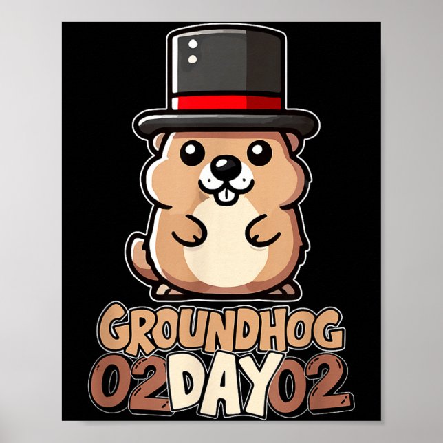 Póster Cute Happy Groundhog Day February 2nd Phils Holida (Frente)