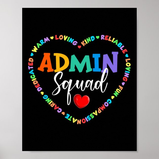 Póster Cute Heart Admin Squad divertido primer día de esc (Frente)