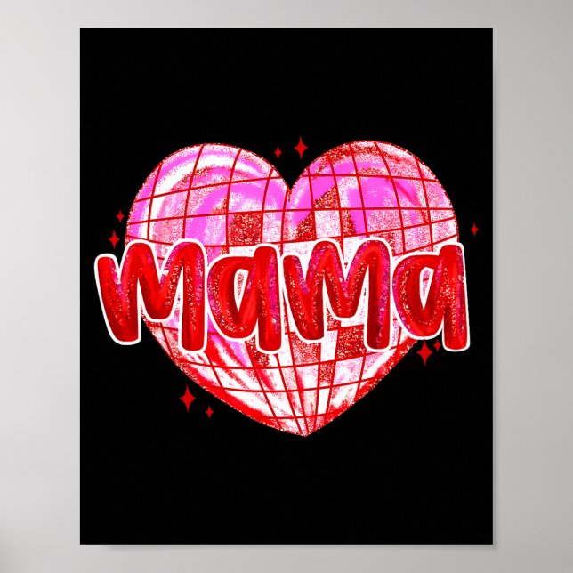 Póster Cute Heart Mama Valentines Day Mom Wife  (Frente)