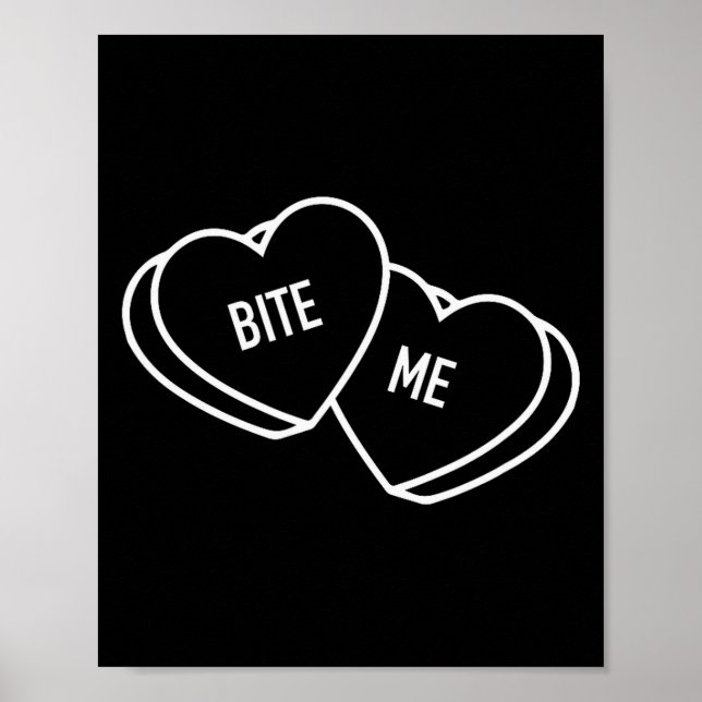 Póster Cute Hearts Bite Me, Día de San Valentín divertido (Frente)