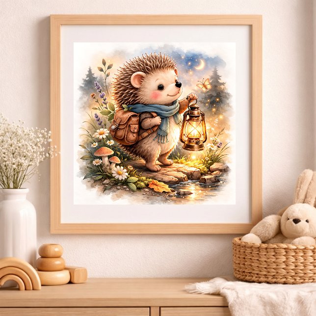 Póster Cute Hedgehog And Lantern Niños  (Subido por el creador)