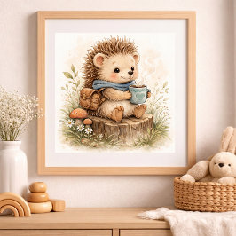 Póster Cute Hedgehog Kids Nursery