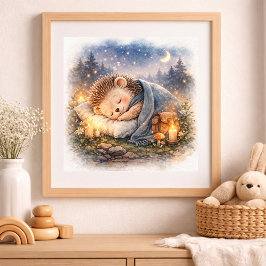 Póster Cute Hedgehog Sleeping Kids 