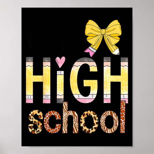 Póster Cute Hello High School Animal Print Teacher Back T (Frente)