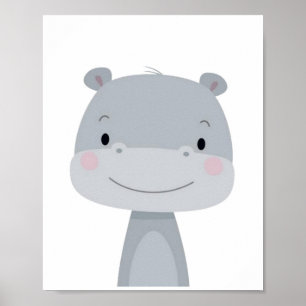 Póster Cute Hippo.