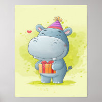 Cute Hippo Watercolor | Regalo perfecto