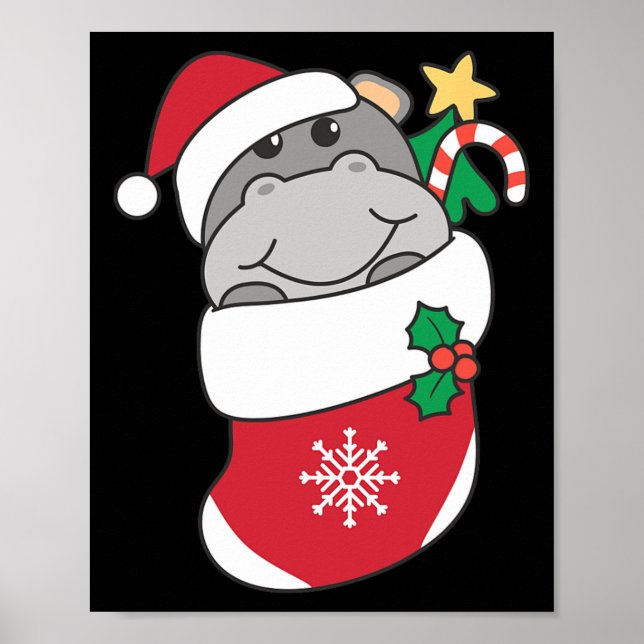 Póster Cute Hippos En Las Acciones De Navidades Para Navi (Frente)