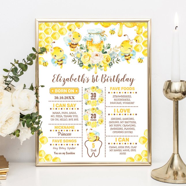 Póster Cute Honey Bee primer aniversario de las estadísti (Subido por el creador)