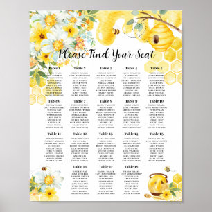 Póster Cute Honey Bees Baby Bridal Shower Boda