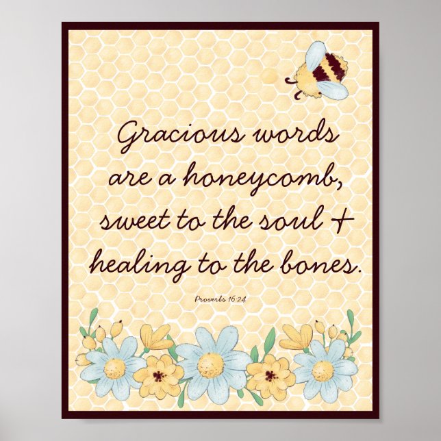 Póster Cute Honeycomb y Bee Bible Verse (Frente)