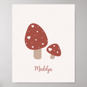 Póster Cute Hongo Bosque Minimalista 