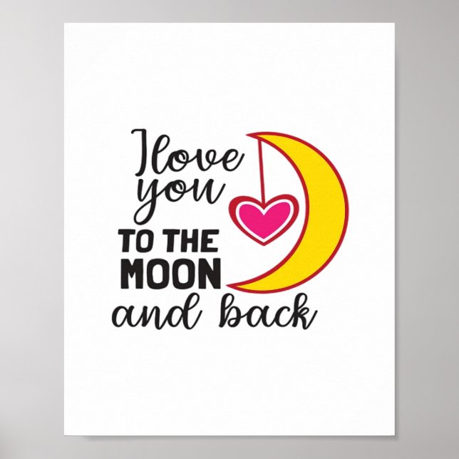 Póster Cute I Love You To The Moon And Back Playful Love  (Frente)