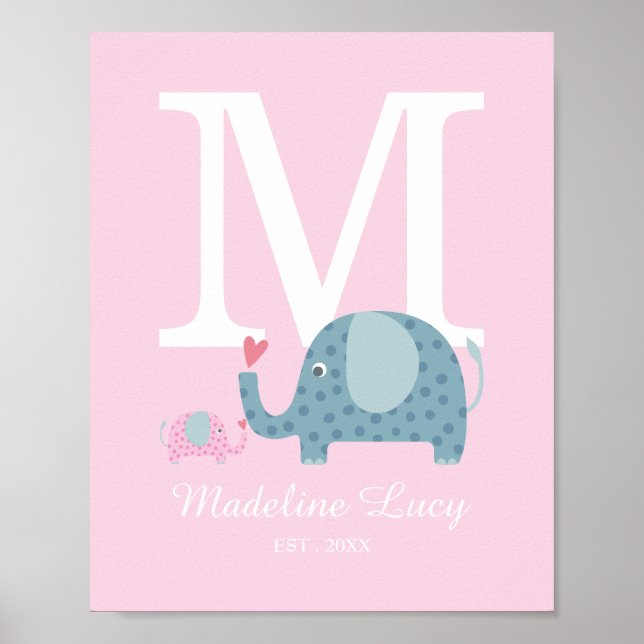 Póster Cute Initial Monogram Nursery Poster (Frente)