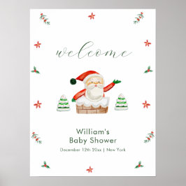 Póster Cute It's Cold Outside Santa Baby Shower Welcome 