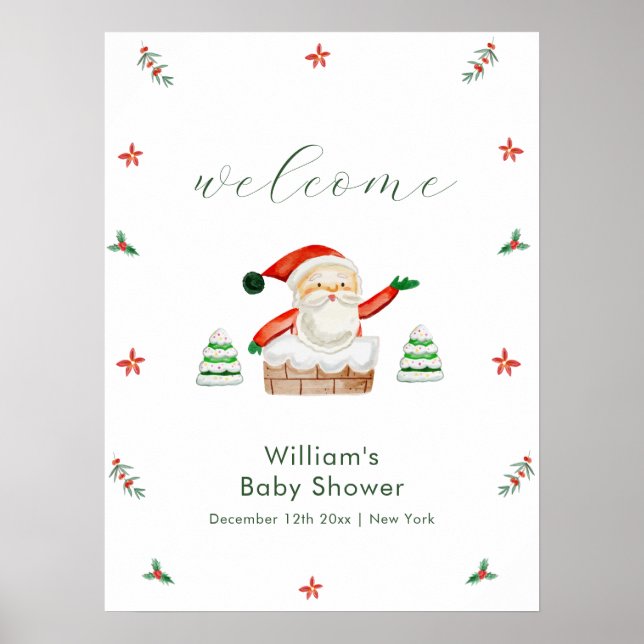 Póster Cute It's Cold Outside Santa Baby Shower Welcome  (Frente)