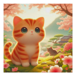 Póster cute Japanese orange tabby cat