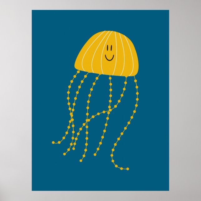 Póster Cute Jellyfish – Fun Minimalist Ocean (Frente)