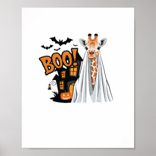 Póster Cute Jirafa Boo divertido disfraz de Halloween ama