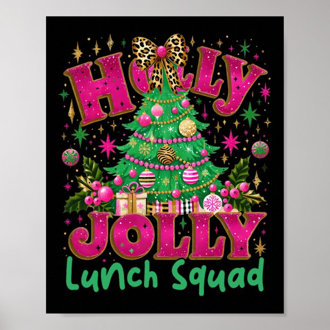 Póster Cute Jolly Lunch Squad Funny Lunch Lady Christmas  (Frente)