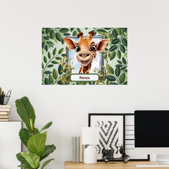 Póster Cute Jungle Giraffe niños unisex  (Oficina en casa)