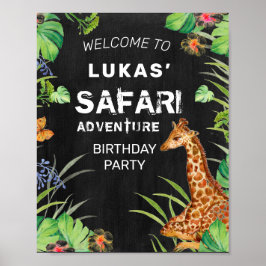 Póster Cute Jungle Safari Adventure Birthday Welcome