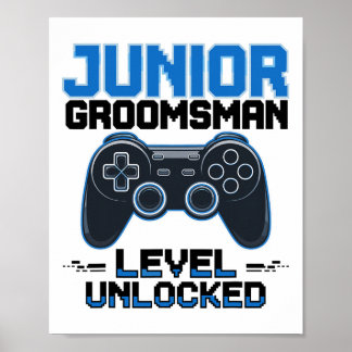 Póster Cute Junior Groomsman nivel Unlocked Wedding Party