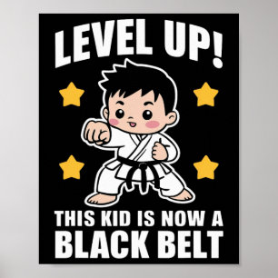 Póster Cute Karate Black Belt Achieving Niños