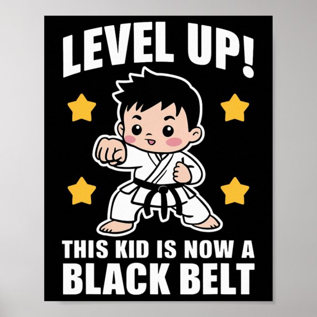 Póster Cute Karate Black Belt Achieving Niños (Frente)