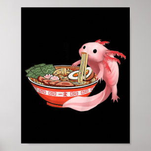 Póster Cute Kawaii Anime Axolotl Noodles japoneses de Ram