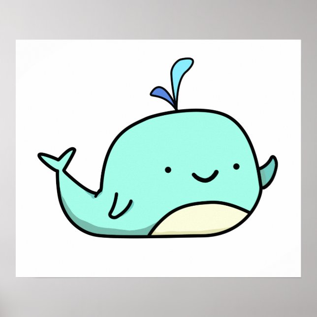 Póster Cute Kawaii Blue Whale (Frente)