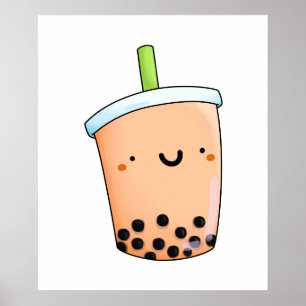 Póster Cute Kawaii Boba Tea