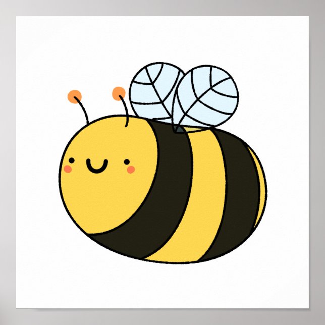 Póster Cute Kawaii Bumble Bee (Frente)