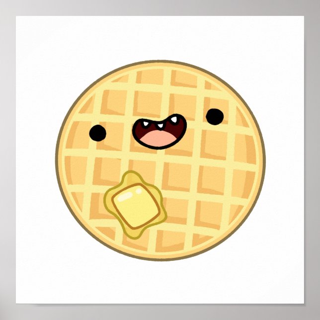 Póster Cute Kawaii Butter Waffle (Frente)