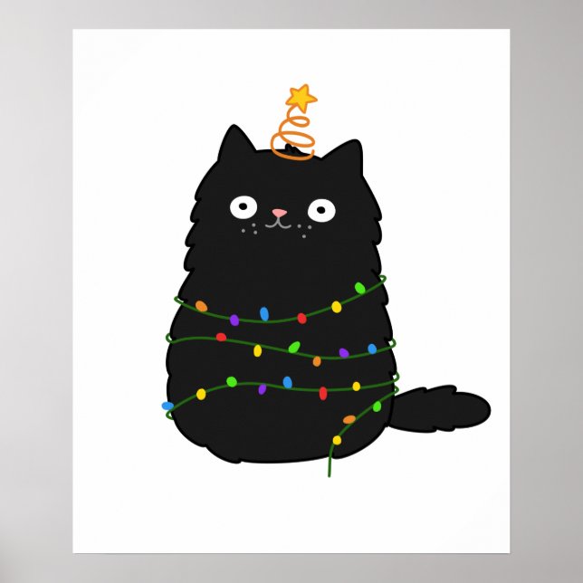 Póster Cute Kawaii Christmas Cat (Frente)