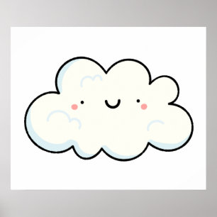 Póster Cute Kawaii Cloud