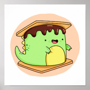 Póster Cute Kawaii Dino-smore