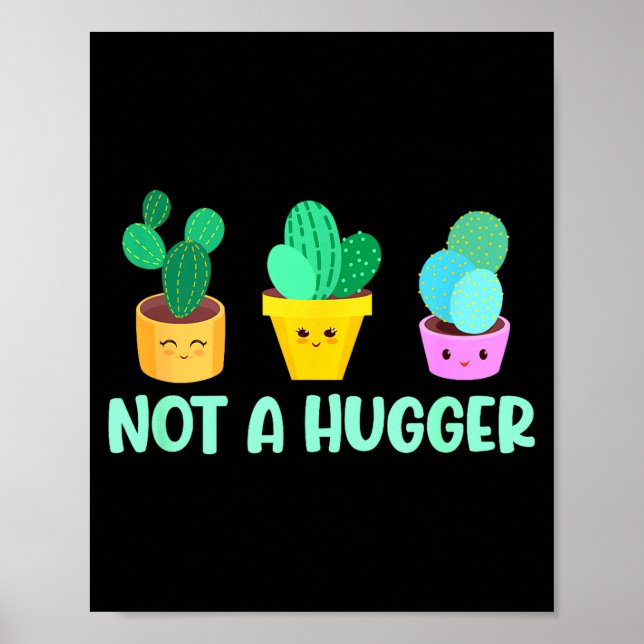 Póster Cute Kawaii Do Not Hug I'm Not A Hugger Cactus  (Frente)