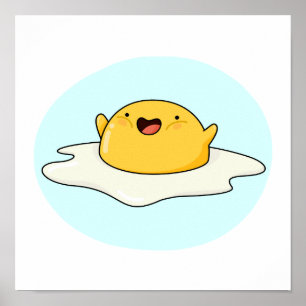 Póster Cute Kawaii Feliz Huevo Yolk