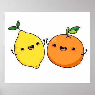 Póster Cute Kawaii Fruit