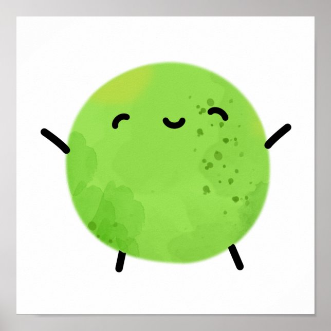 Póster Cute Kawaii Green Pea (Frente)