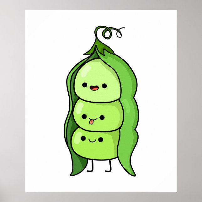 Póster Cute Kawaii Happy Peas (Frente)