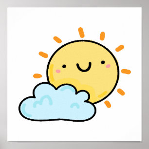 Póster Cute Kawaii Happy Sun