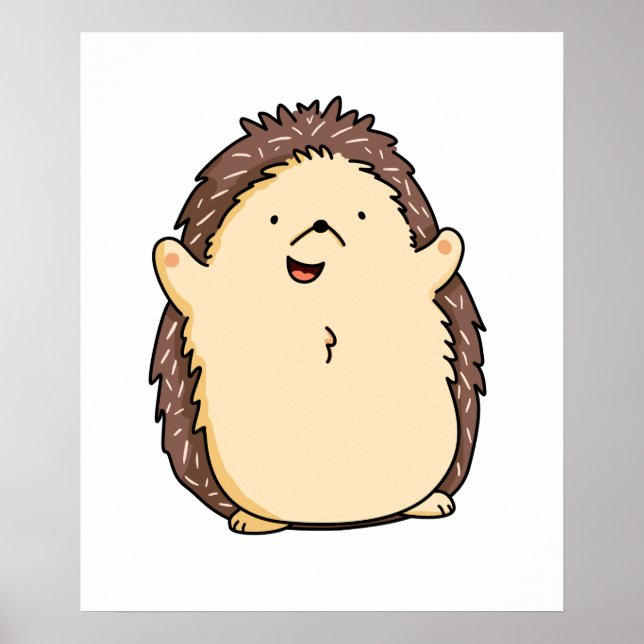 Póster Cute Kawaii Hedgehog (Frente)