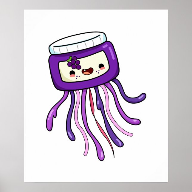 Póster Cute Kawaii Jellyfish (Frente)