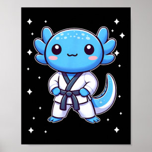 Póster Cute Kawaii Karate Axolotl Artes Marciales