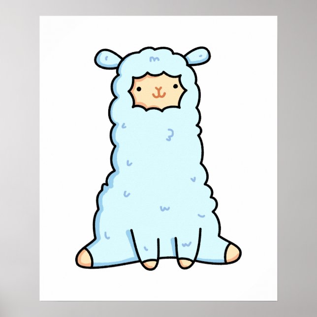 Póster Cute Kawaii Llama (Frente)