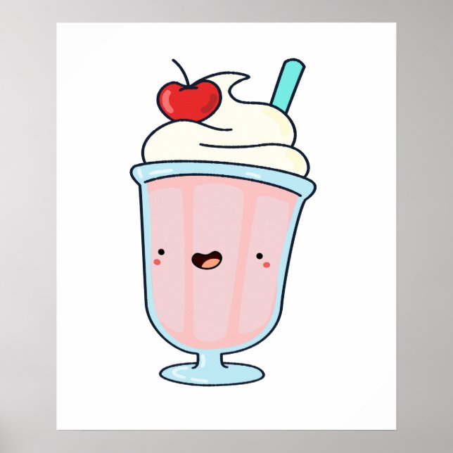 Póster Cute Kawaii Milkshake (Frente)