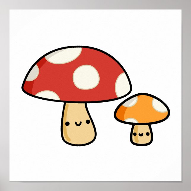 Póster Cute Kawaii Mushroom (Frente)