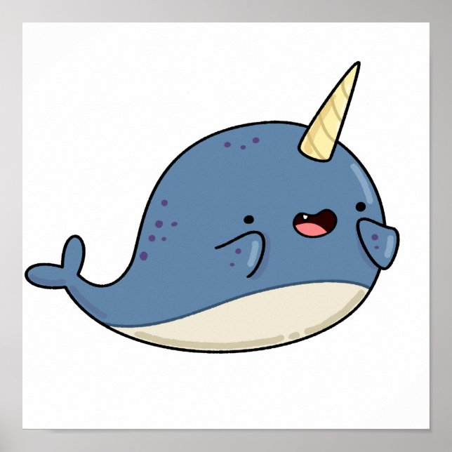 Póster Cute Kawaii Narwhal (Frente)